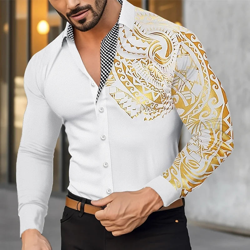 Men's Shirts Button-down Shirts Casual Shirts Black White Burgundy Long Sleeves Lapel Spring and Fall Wedding Party Clothing 6XL