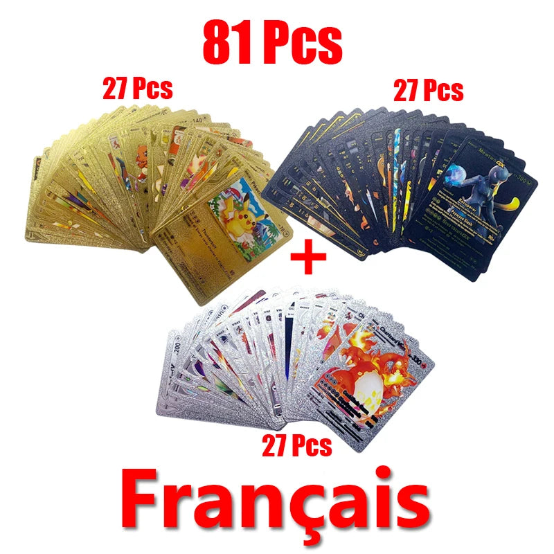Pokémon Cards Pokemon Francaise Gold Cards Spanish English German Foil Gold Silve Cards Metalicas Charizard Vmax Gx Game Card