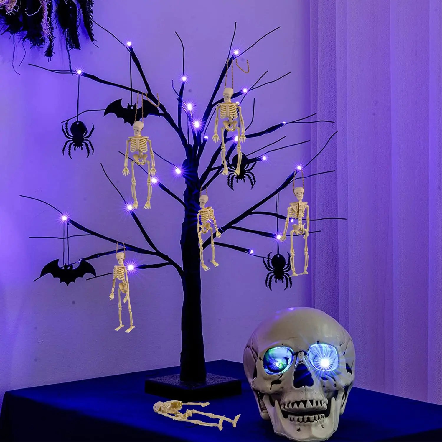 5PCS Decor Halloween Mini Plastic Skull Skeleton Decoration Favors Hanging Toys for Craft Halloween Party Decorations