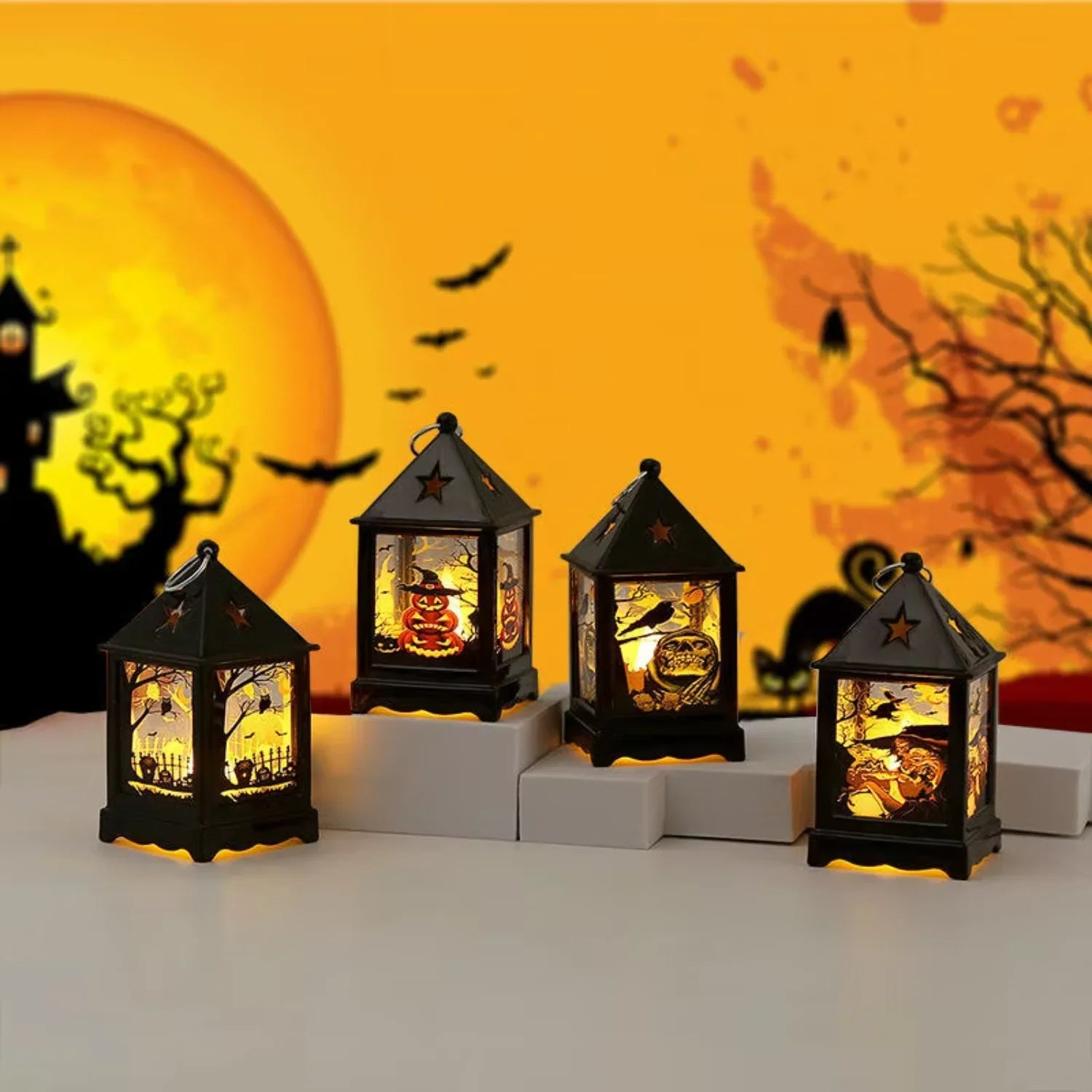 2023 New Products Halloween Wind Lamp Night Light LED Ghost Festival Electronic Candle Light Lantern Candlestick