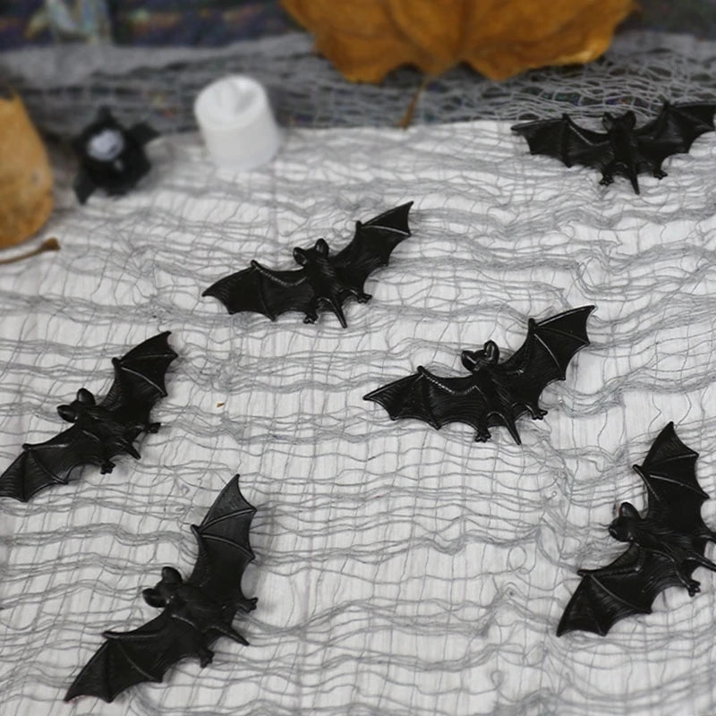 6Pcs Halloween Decorations Simulation Soft Rubber Bat Horror Tricky Props Holiday Decoration Props