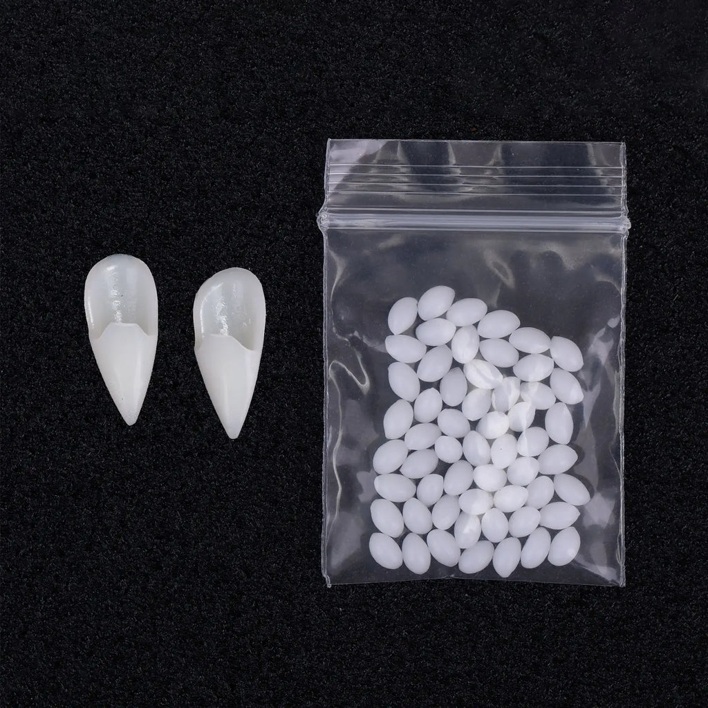 1 Pair Halloween Vampire Teeth Fangs Dentures Prop Party Costume DIY Cosplay Props Decor False Teeth Resin Fangs With Solid Glue