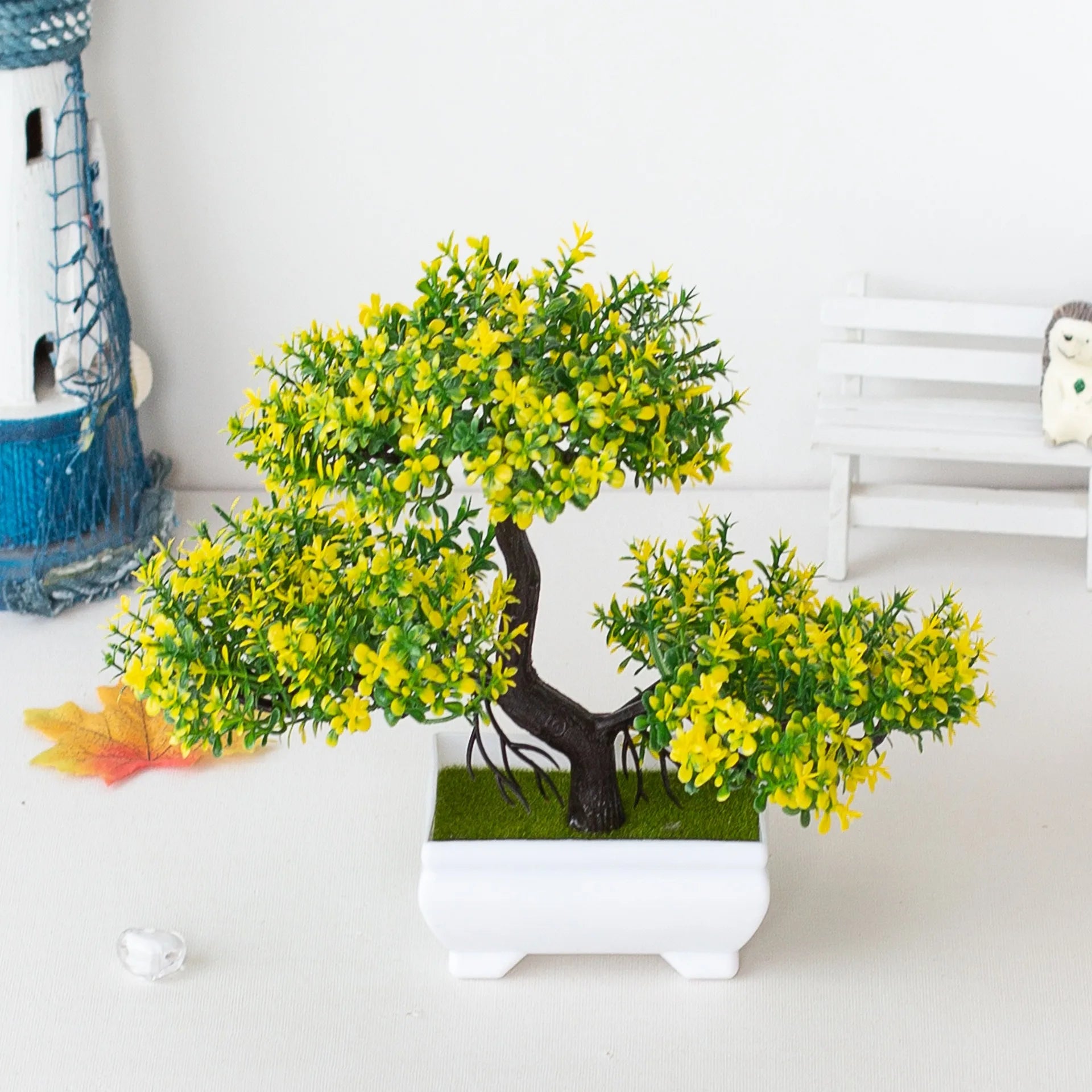 A set of artificial bonsai trees, plants, new homes, decorations for Christmas, Halloween, Easter, Hanukkah, and Thanksgiving