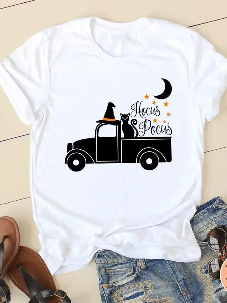 2024 Letter Spider Trend Halloween Thanksgiving Tee Ladies Clothing Clothes Fall Autumn Female T Women Graphic Print T-shirts