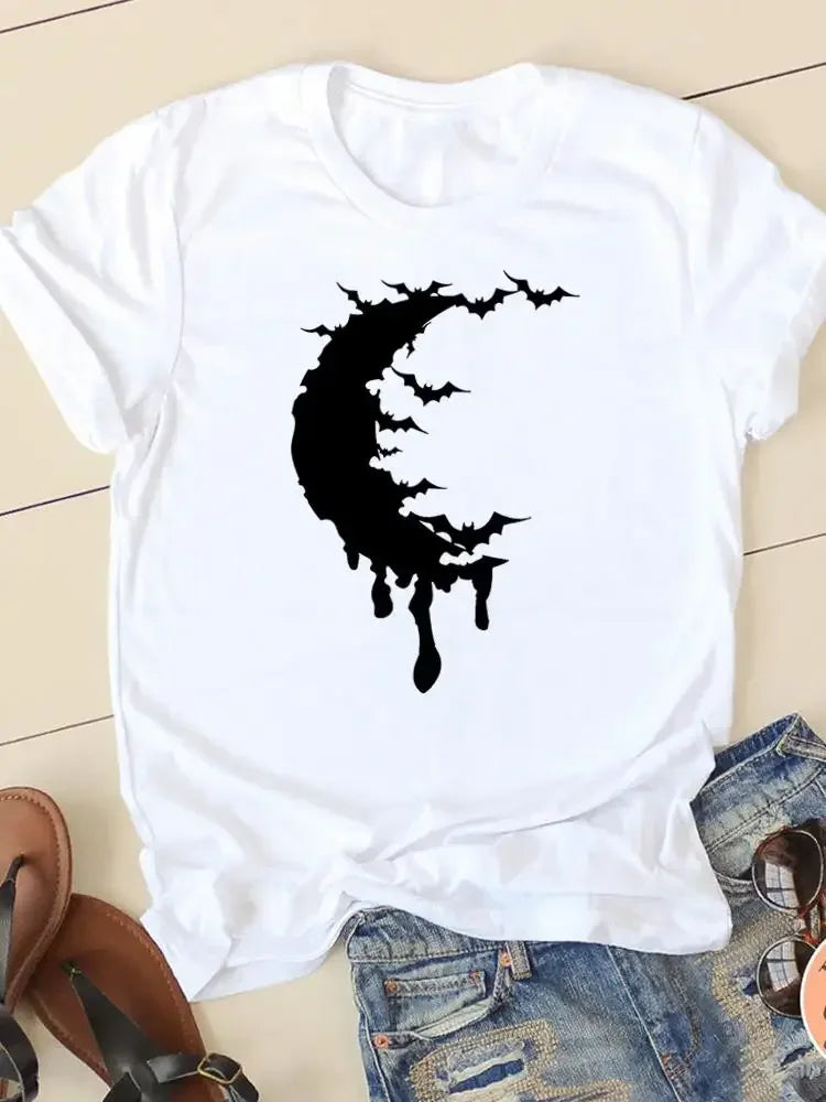 2024 Letter Spider Trend Halloween Thanksgiving Tee Ladies Clothing Clothes Fall Autumn Female T Women Graphic Print T-shirts