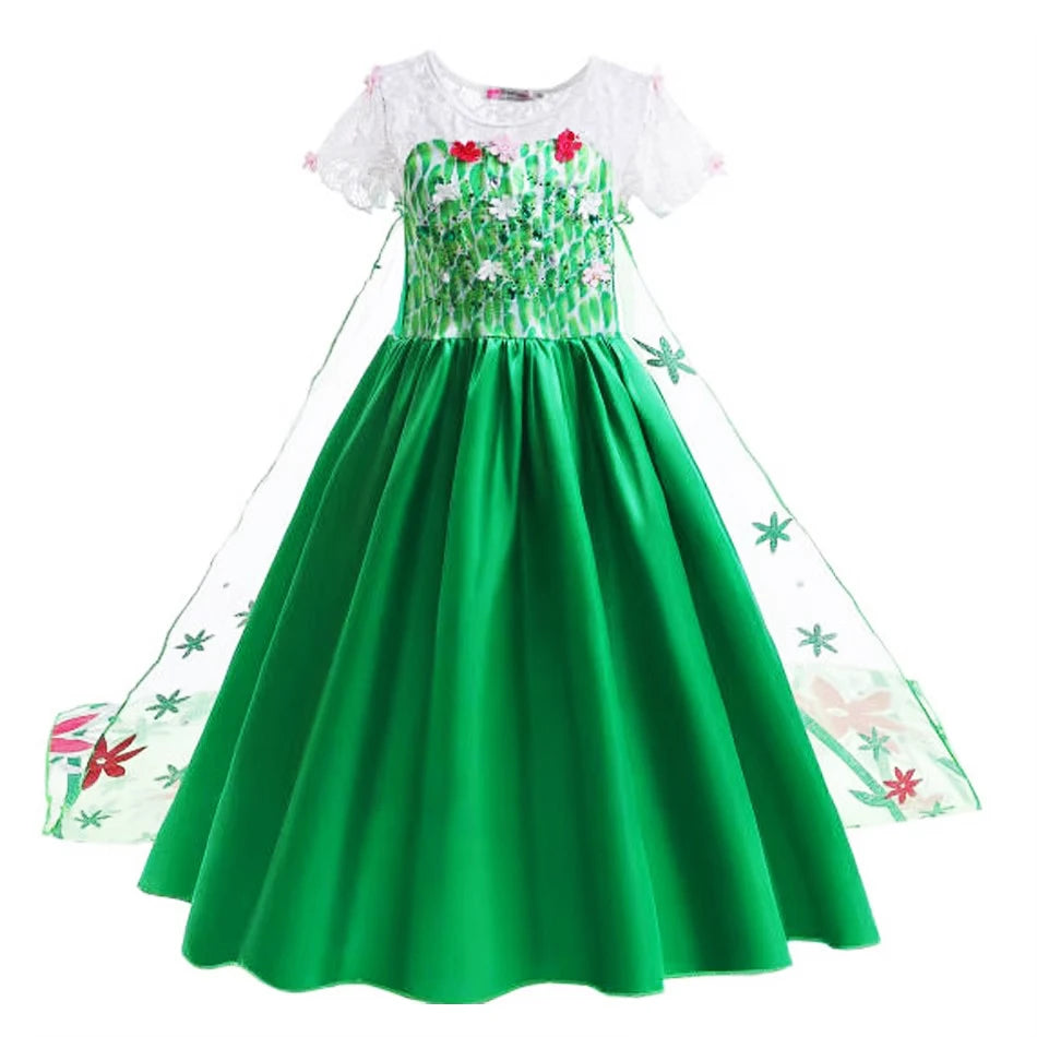 Girls Flower Fairy Dress Up Kids Princess Dress With Wings Halloween Princess Costume Elves Party Tinkerbell Tinker Bell Dress