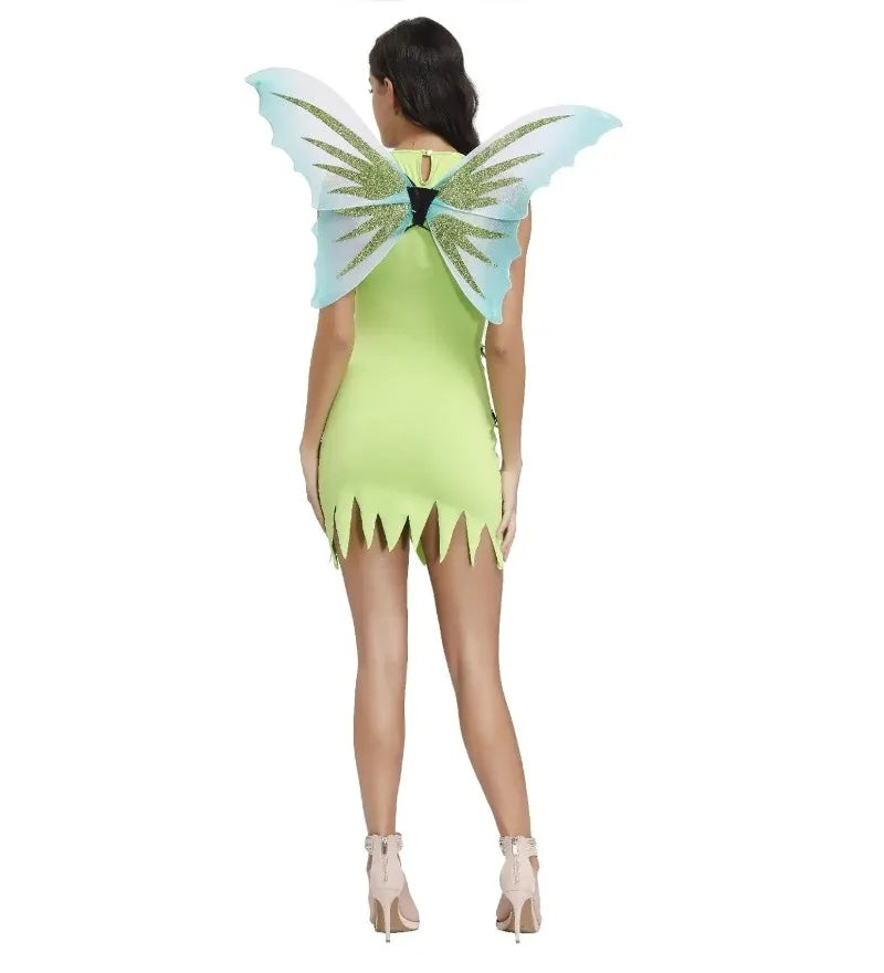 Women Tinker Bell Costume Halloween Ladies Tinkerbell Fancy Dress Carnival Adult Cosplay Fairy Party Dress Costume