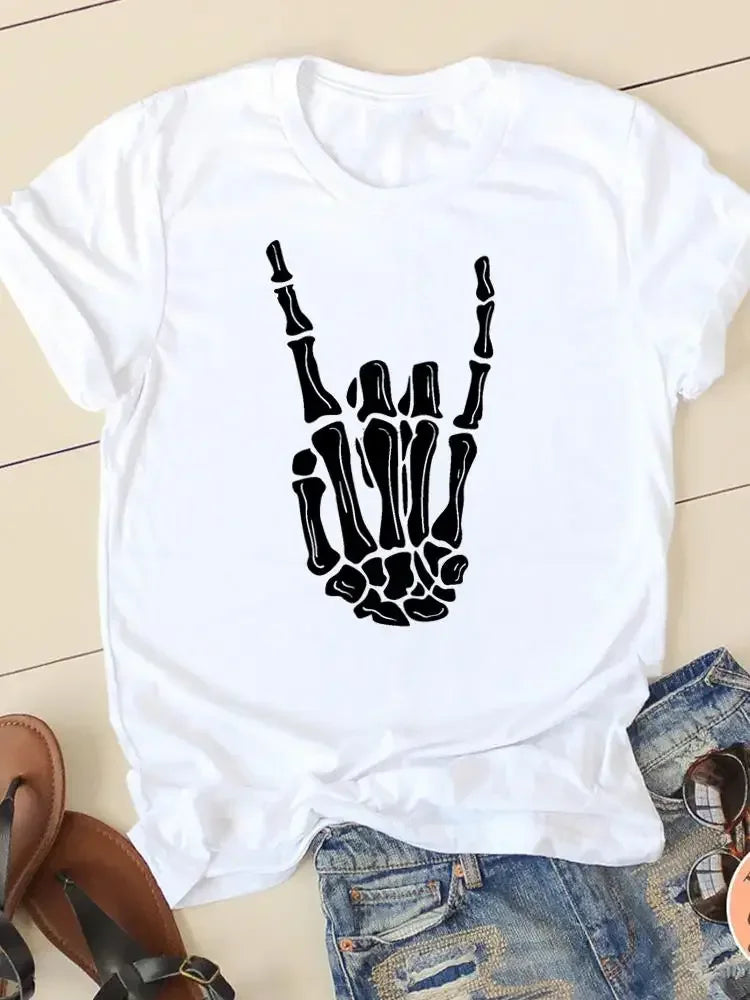 2024 Letter Spider Trend Halloween Thanksgiving Tee Ladies Clothing Clothes Fall Autumn Female T Women Graphic Print T-shirts