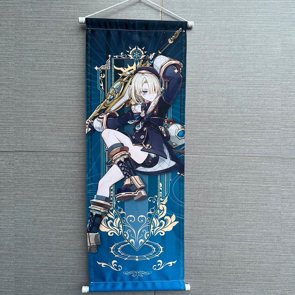Hot Game Impact Scroll Canvas Cosplay Cartoon Heros Wall Hanging Poster Halloween Xmas Decor Fans Collection Students Gifts
