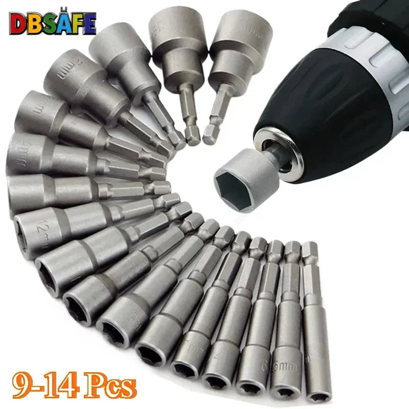9-14pcs 5mm-13mm Hex Sockets Sleeve Nozzles Nut Driver Set Screwdriver Set Schroevendraaier Set Bits Sets Tools Socket Wrenches