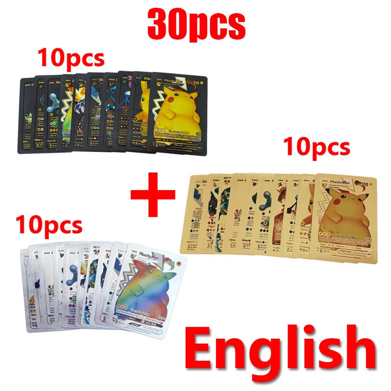 Pokémon Cards Pokemon Francaise Gold Cards Spanish English German Foil Gold Silve Cards Metalicas Charizard Vmax Gx Game Card