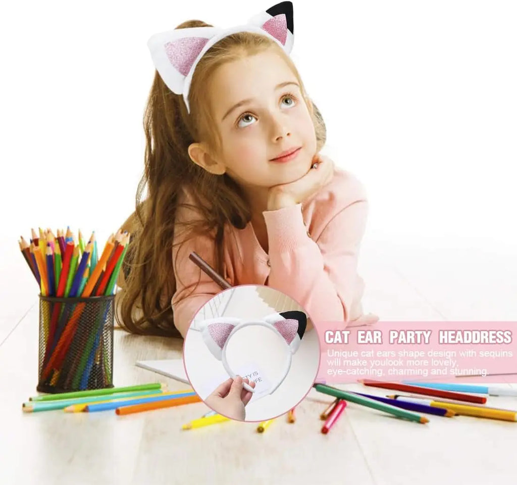New Gabbys Dollhouse Headband Pink Cat Party Headbands With Cute Ear Cartoon Cosplay Headpiece Halloween Hair Accessories