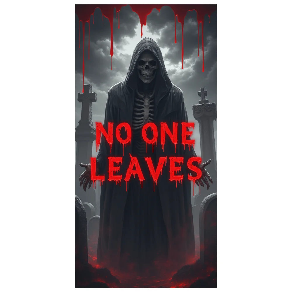 Halloween Door Decorations Horror Moon Night Dead Tree Scary Cemetery Pumpkins Door Cover Banner Halloween Front Door Porch Back