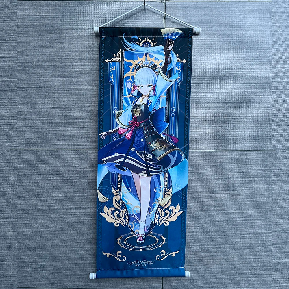 Hot Game Impact Scroll Canvas Cosplay Cartoon Heros Wall Hanging Poster Halloween Xmas Decor Fans Collection Students Gifts