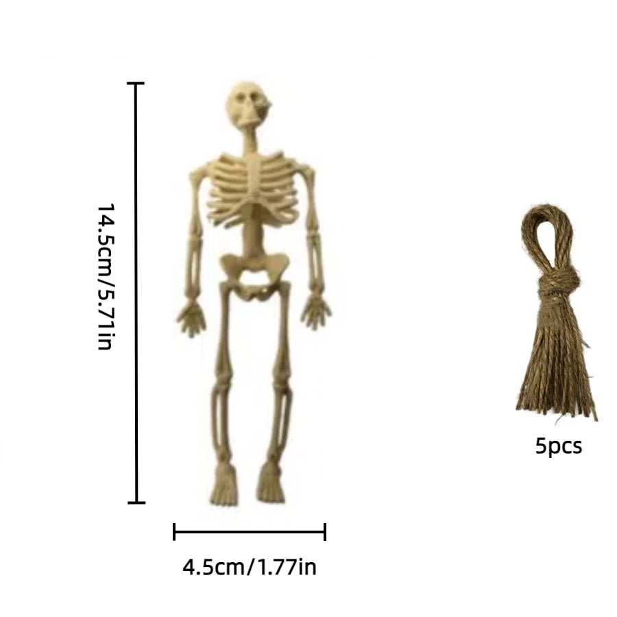 5PCS Decor Halloween Mini Plastic Skull Skeleton Decoration Favors Hanging Toys for Craft Halloween Party Decorations