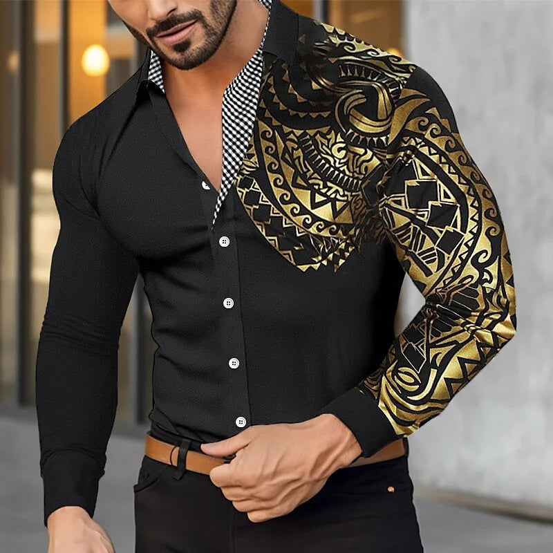 Men's Shirts Button-down Shirts Casual Shirts Black White Burgundy Long Sleeves Lapel Spring and Fall Wedding Party Clothing 6XL