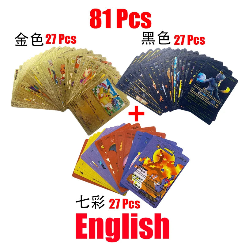 Pokémon Cards Pokemon Francaise Gold Cards Spanish English German Foil Gold Silve Cards Metalicas Charizard Vmax Gx Game Card