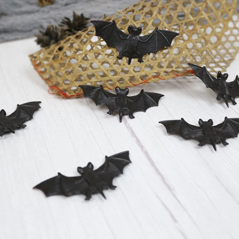 6Pcs Halloween Decorations Simulation Soft Rubber Bat Horror Tricky Props Holiday Decoration Props