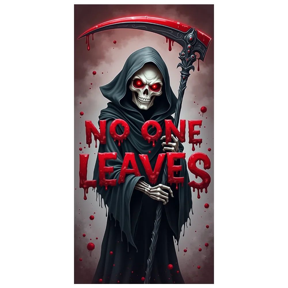 Halloween Door Decorations Horror Moon Night Dead Tree Scary Cemetery Pumpkins Door Cover Banner Halloween Front Door Porch Back