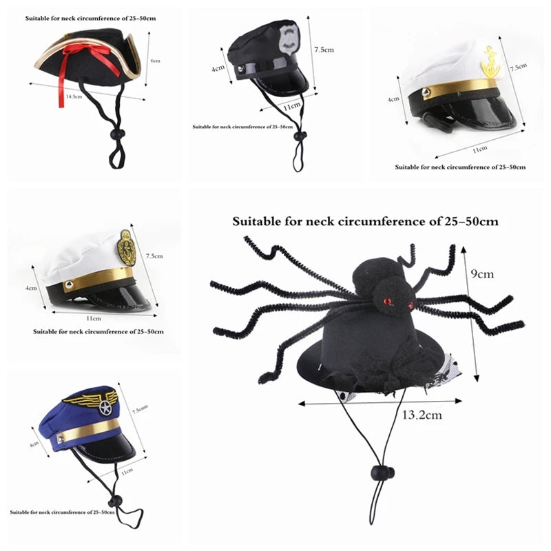 Pet Dog Cat Cap Funny Pet Product For Photography Halloween Cosplay Police Hat Holiday Costume Chihuahua Yorkshire Accessories