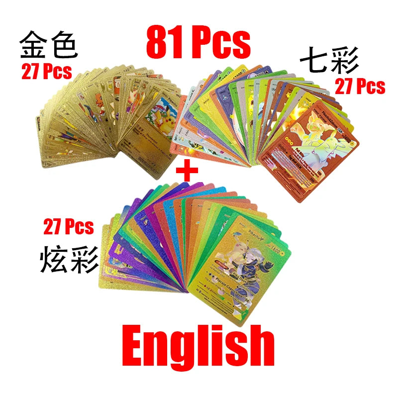 Pokémon Cards Pokemon Francaise Gold Cards Spanish English German Foil Gold Silve Cards Metalicas Charizard Vmax Gx Game Card