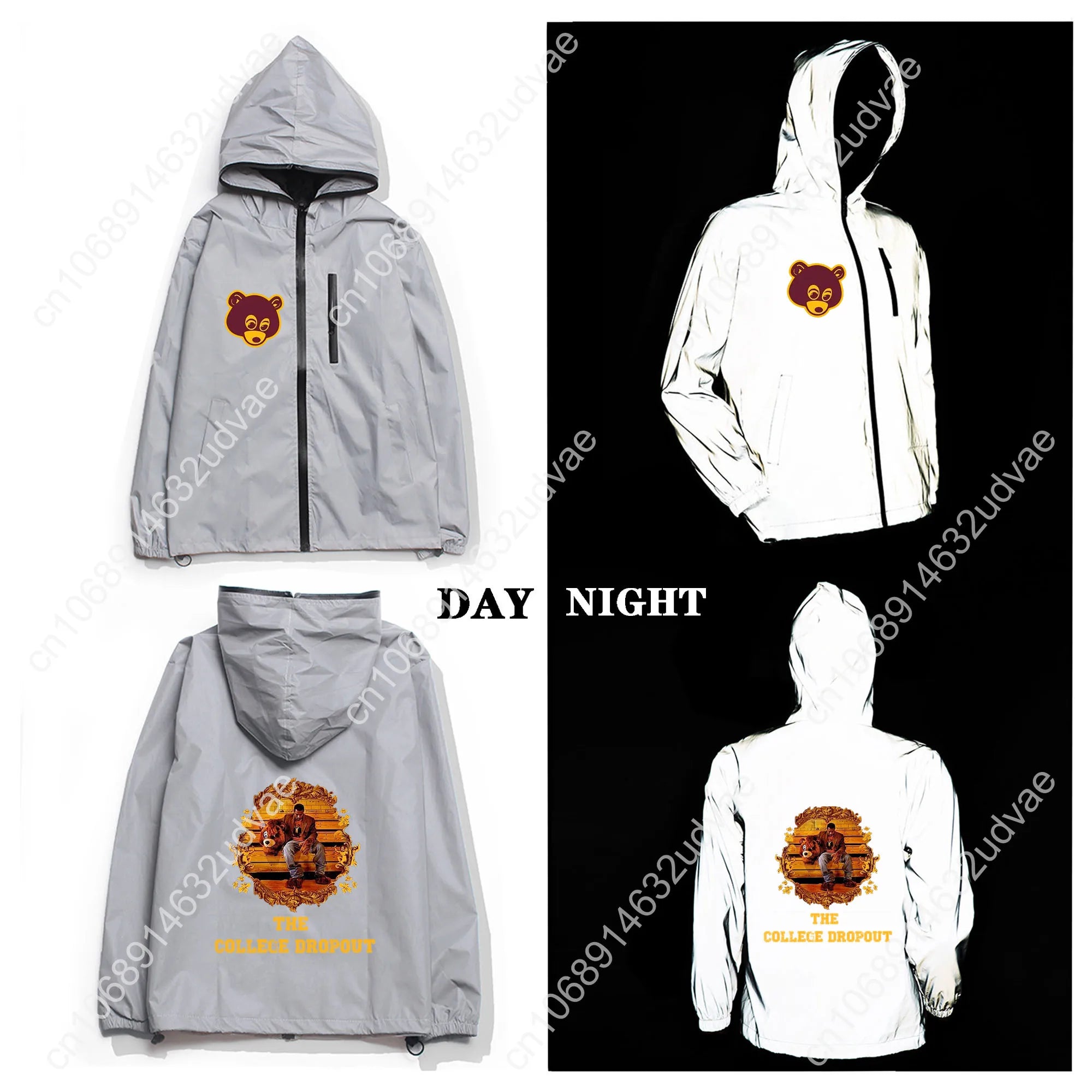Kanye West Reflective Jacket Mens Womens Coat Hooded Windbreaker Runing Pocket Jackets Cycling Hiking Zipper Customized Hoodie