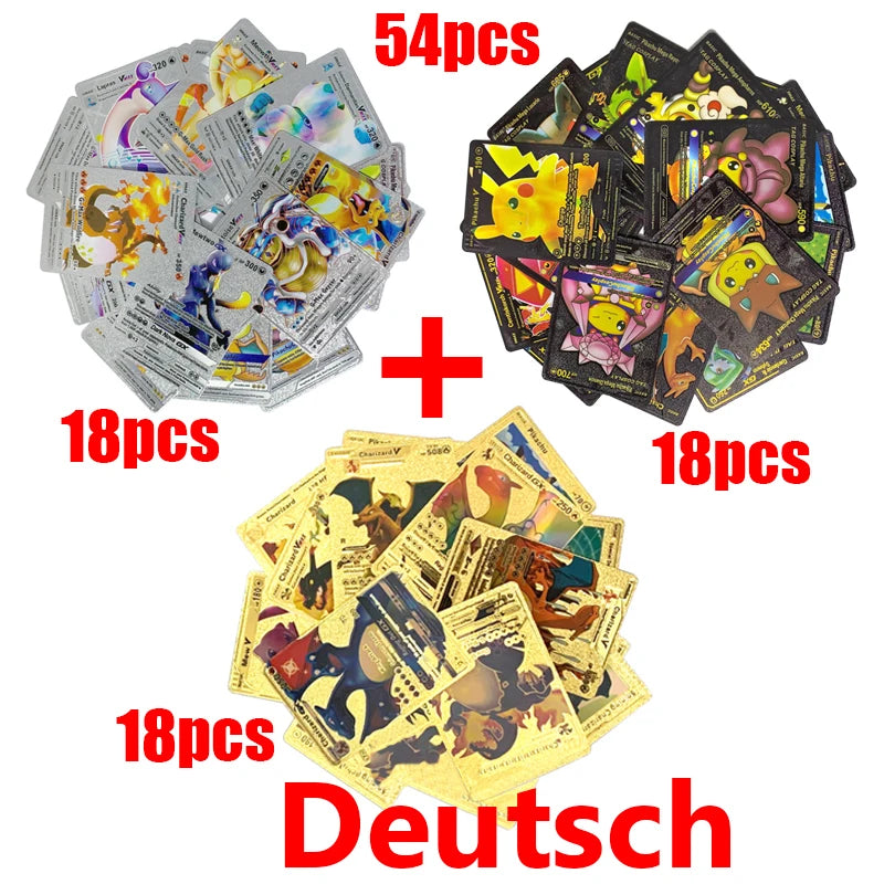 Pokémon Cards Pokemon Francaise Gold Cards Spanish English German Foil Gold Silve Cards Metalicas Charizard Vmax Gx Game Card