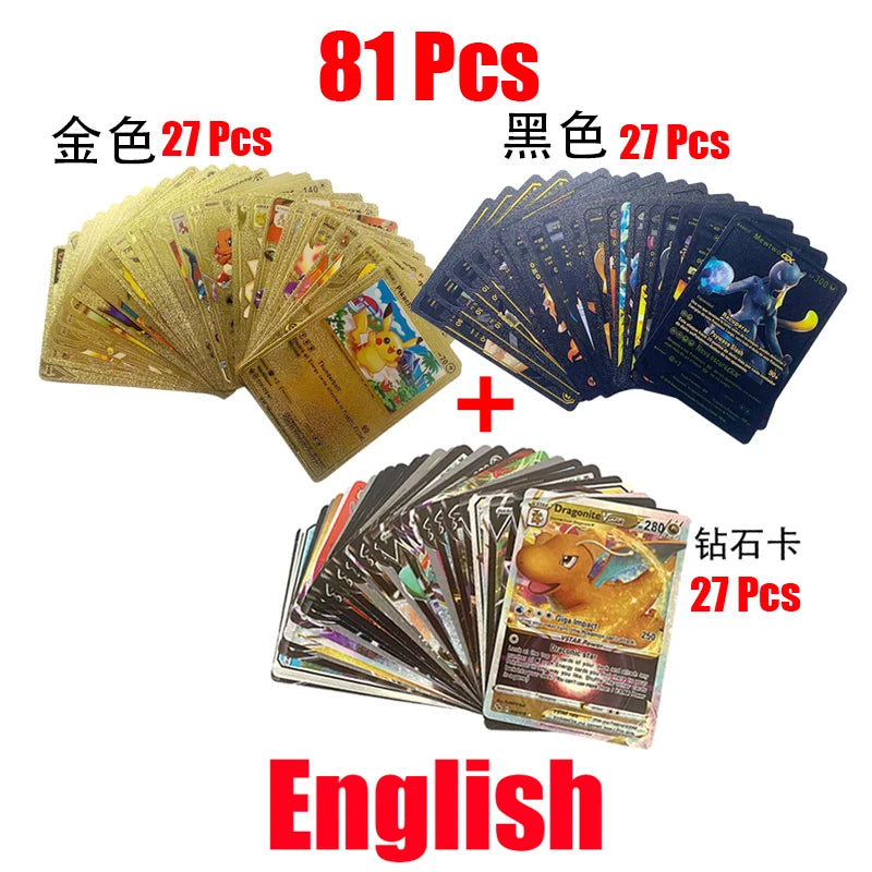 Pokémon Cards Pokemon Francaise Gold Cards Spanish English German Foil Gold Silve Cards Metalicas Charizard Vmax Gx Game Card
