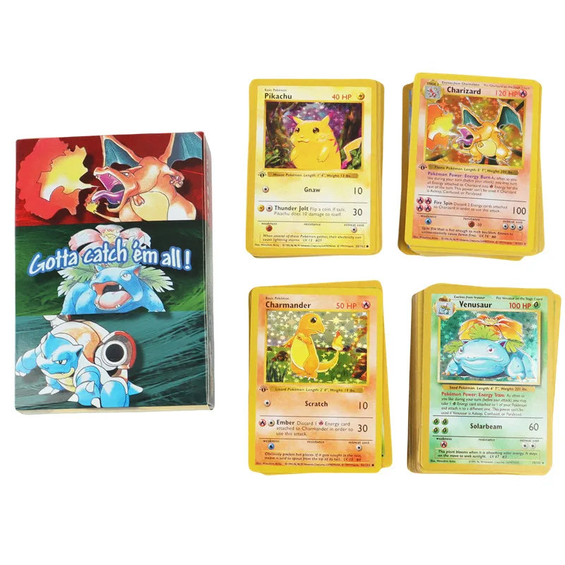 151Pcs 1996 first generation Pokémon card Charizard Pikachu Mewtwo Blastoise Collecting card toys English version