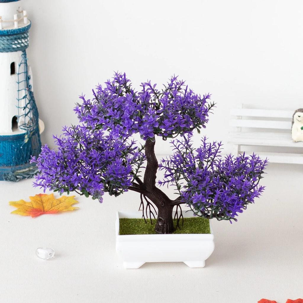 A set of artificial bonsai trees, plants, new homes, decorations for Christmas, Halloween, Easter, Hanukkah, and Thanksgiving