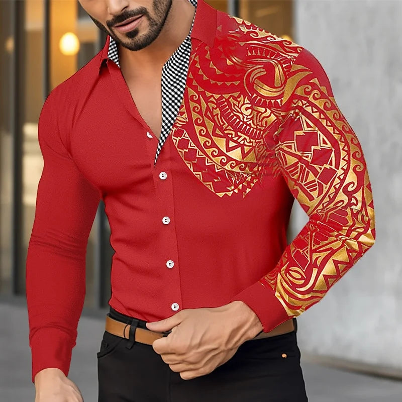 Men's Shirts Button-down Shirts Casual Shirts Black White Burgundy Long Sleeves Lapel Spring and Fall Wedding Party Clothing 6XL